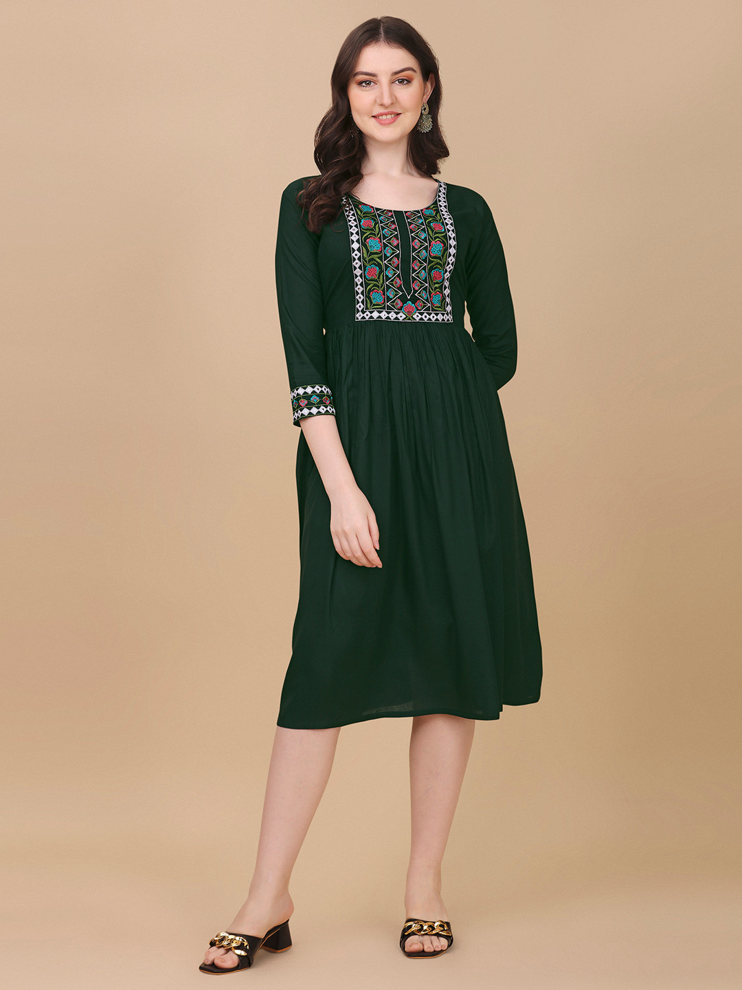 

Paralians Fit And Flare Midi Dress, Green