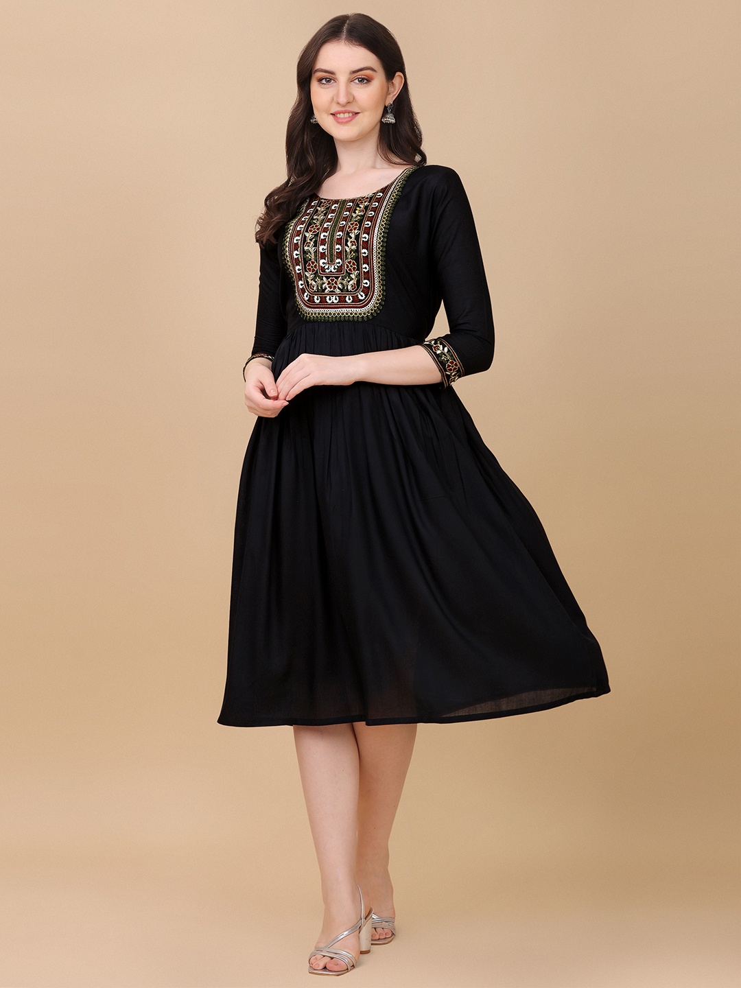 

Paralians Fit And Flare Midi Dress, Black