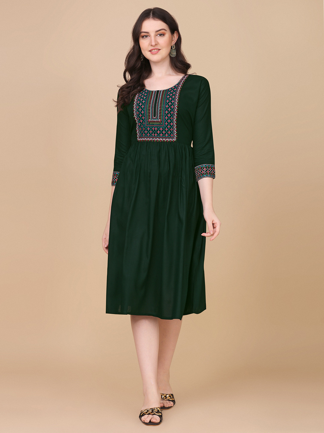 

Paralians Fit And Flare Midi Dress, Green