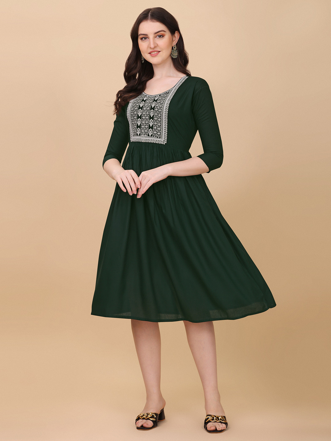 

Paralians Fit And Flare Midi Dress, Green