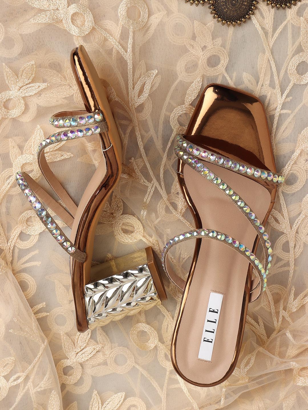 

ELLE Gunmetal-Toned Block Heels, Metallic