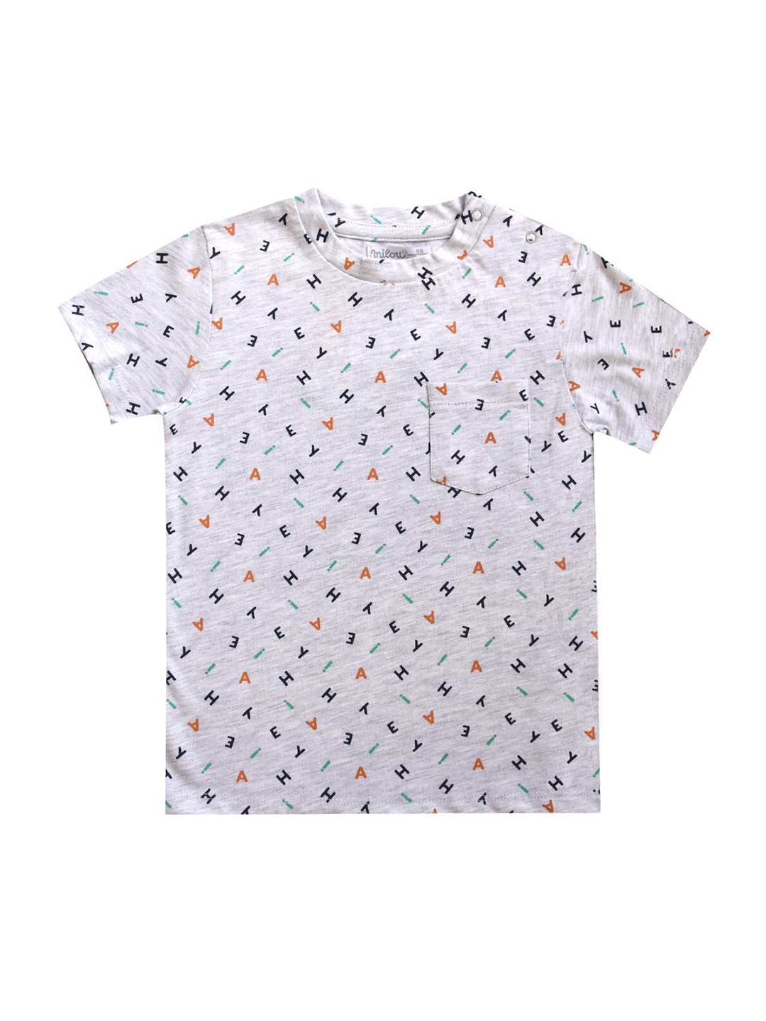 

milou Boys Typography Printed Pure Cotton T-shirt, Grey