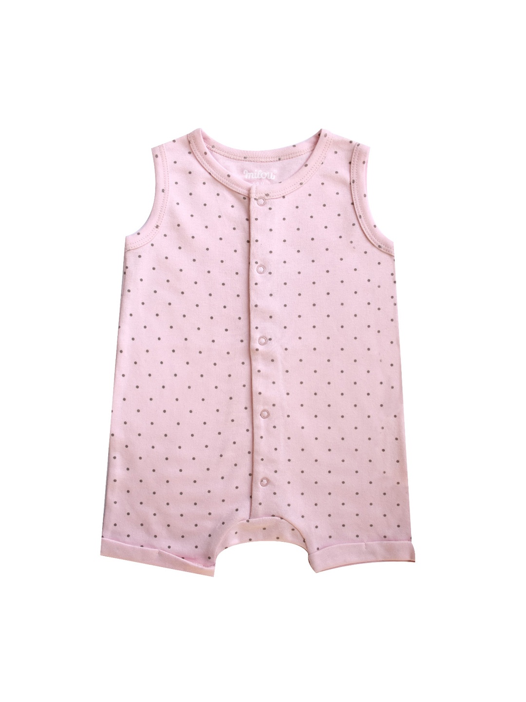 

milou Unisex Kids Polka Dots Pure Cotton Rompers, Pink