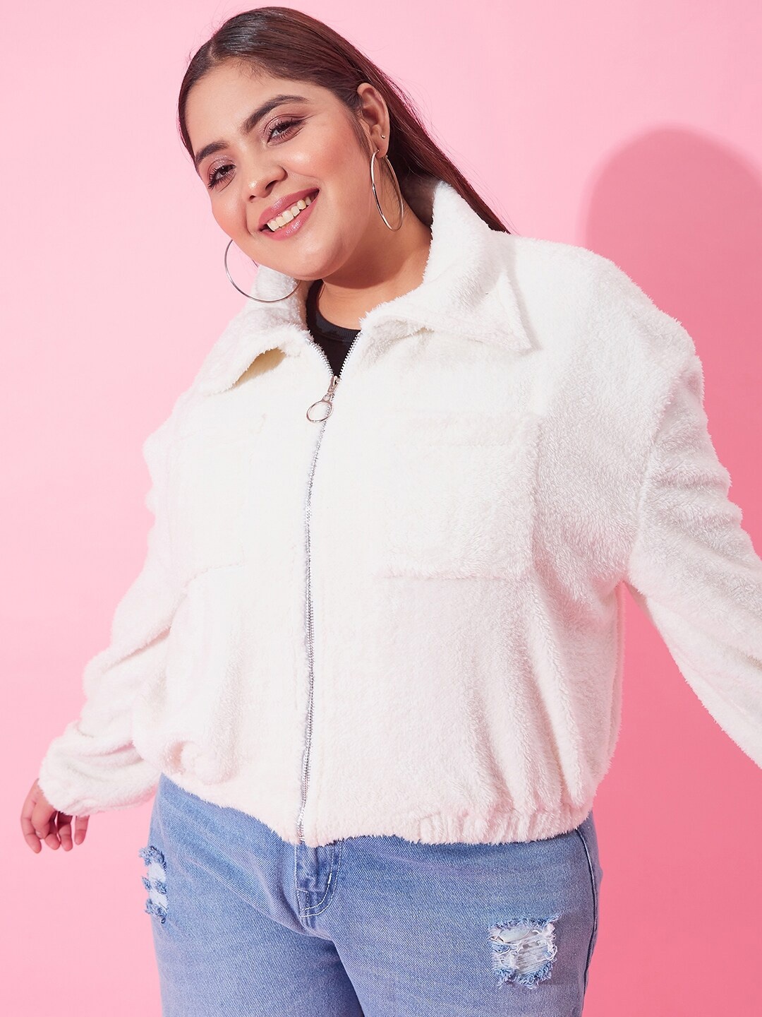 

CURVY STREET Women Plus Size Tailored Jacket, White