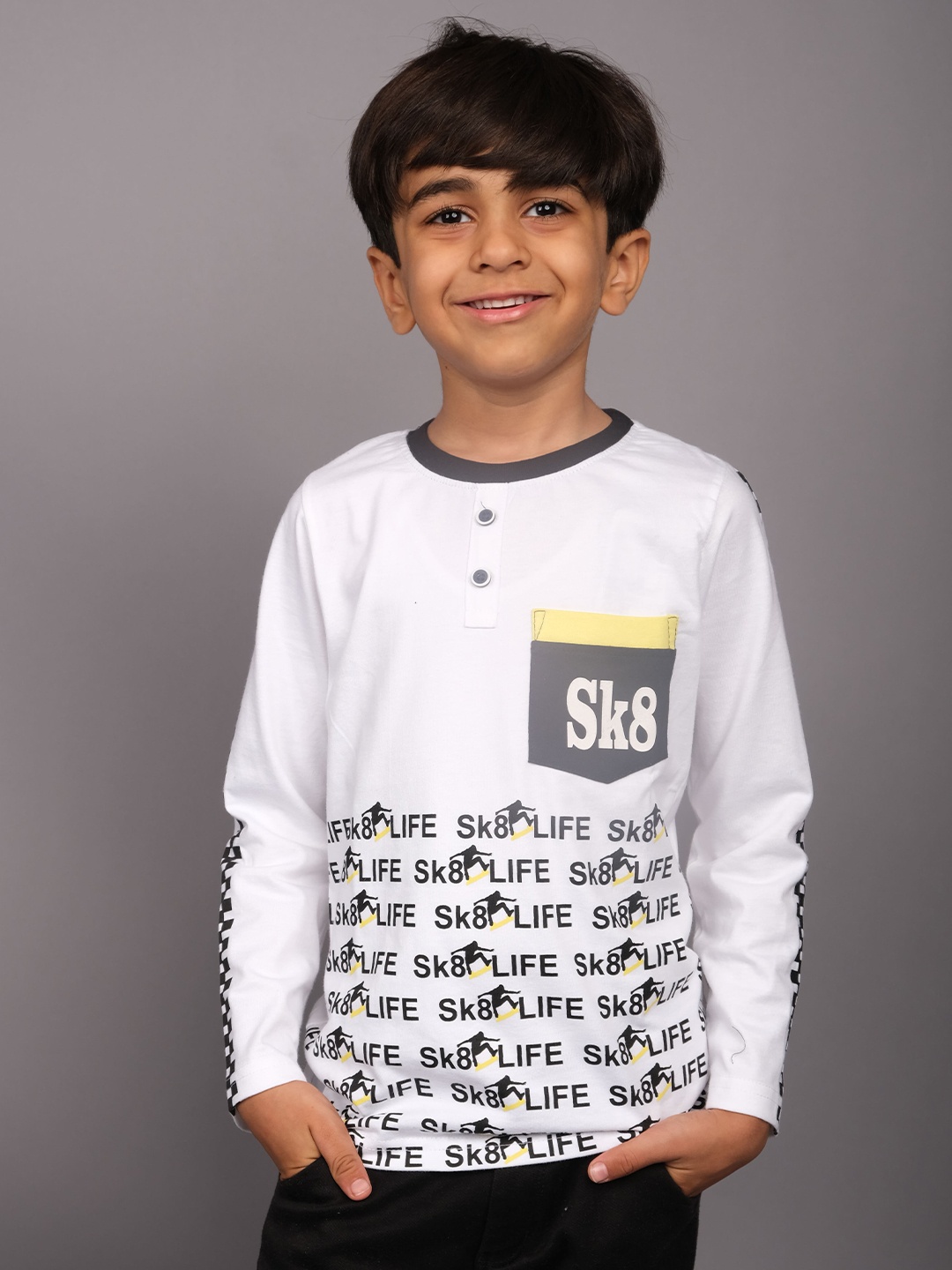 

3PIN Boys Printed Round Neck Cotton T-shirt, White