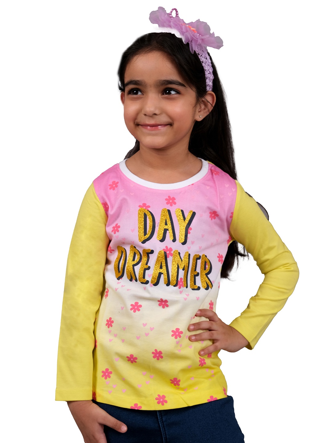 

3PIN Girls Graphic Printed T-shirt, Yellow