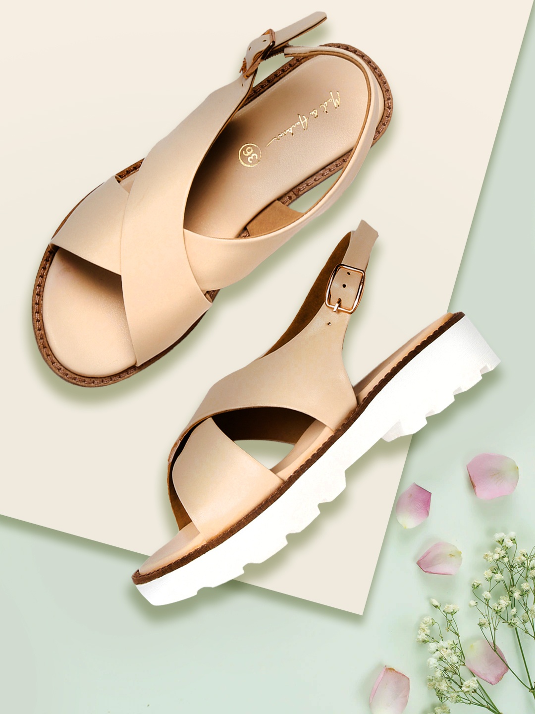 

Mast & Harbour Women Beige Solid Flatforms