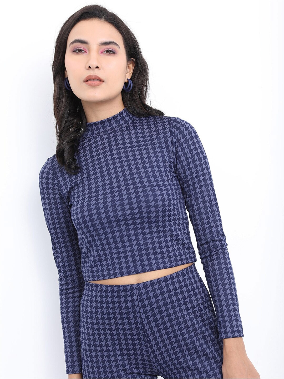 

Tokyo Talkies Jacquard Cotton Crop Top, Blue