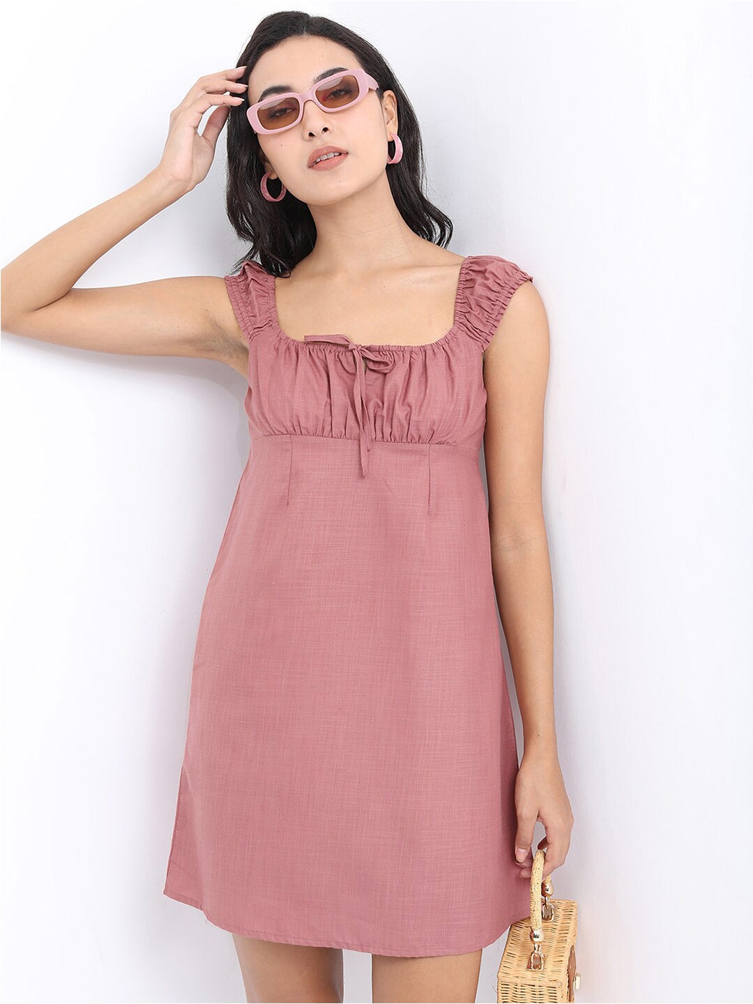 

Tokyo Talkies Tie Up A-Line Dress, Rose