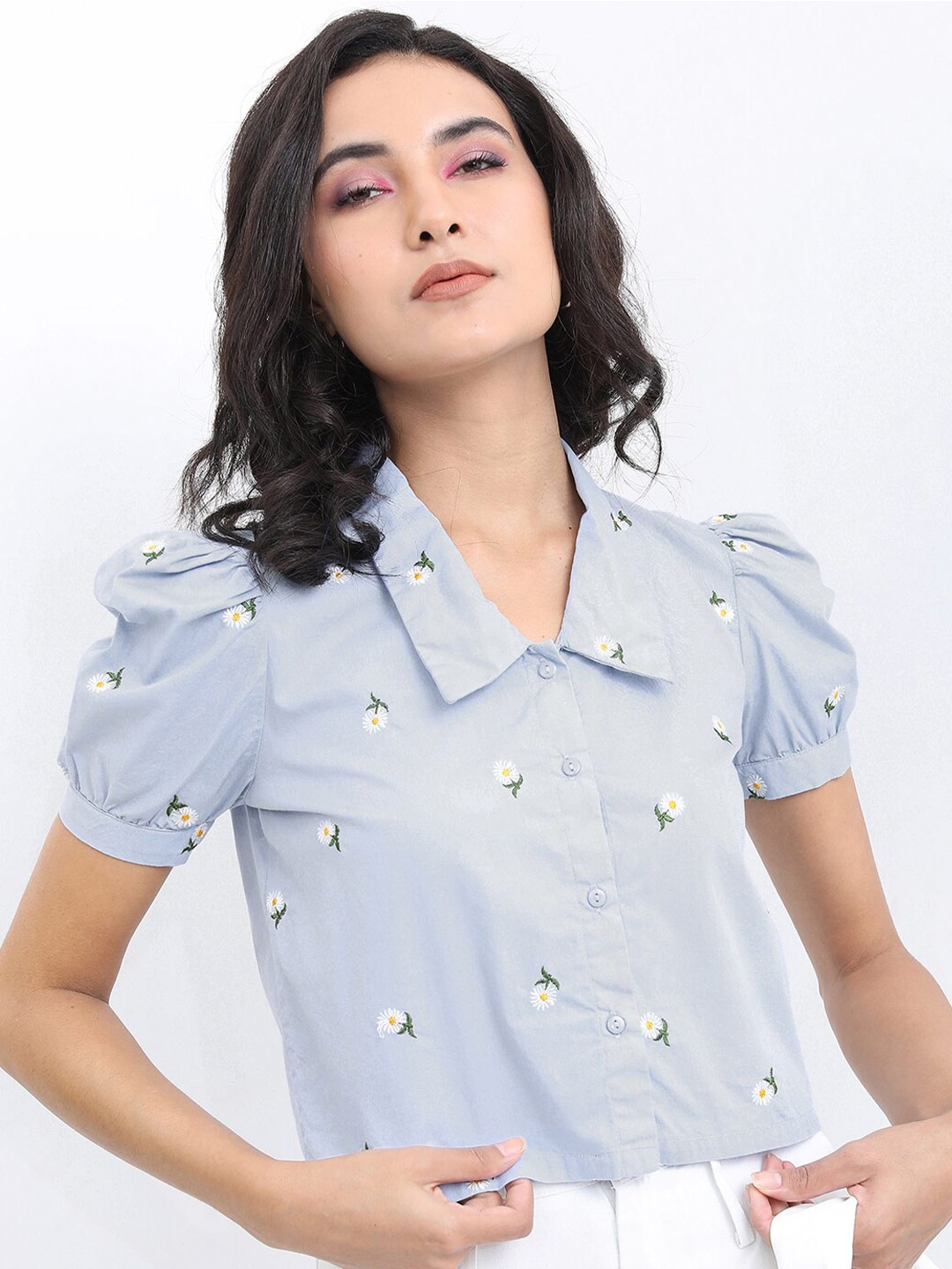 

Tokyo Talkies Women Floral Printed Casual Shirt, Blue