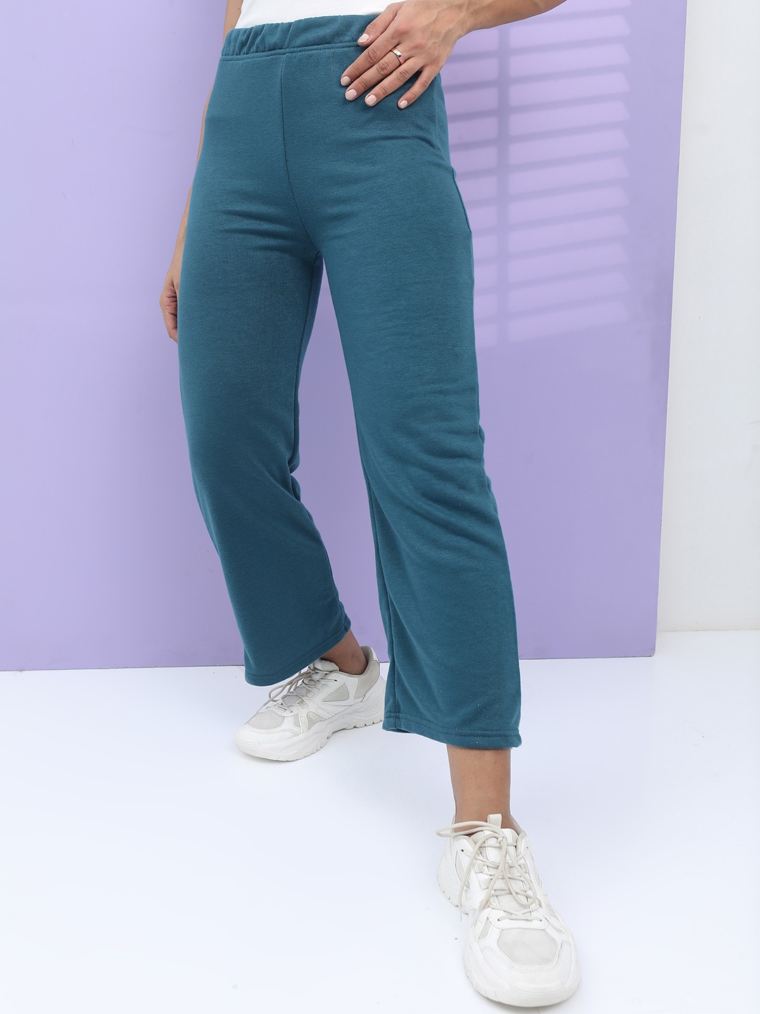 

Tokyo Talkies Women Casual Flared Track Pants, Teal