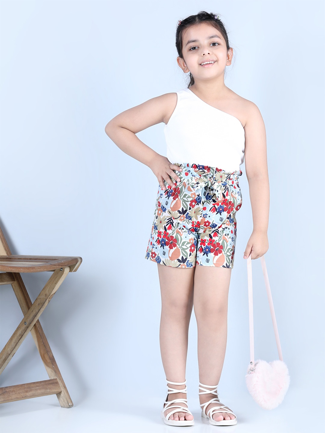 

Jade Garden Girls Multicoloured & White Top with Shorts, Multi