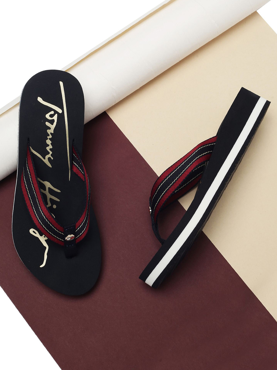 

Tommy Hilfiger Women Printed Thong Flip-Flops, Navy blue