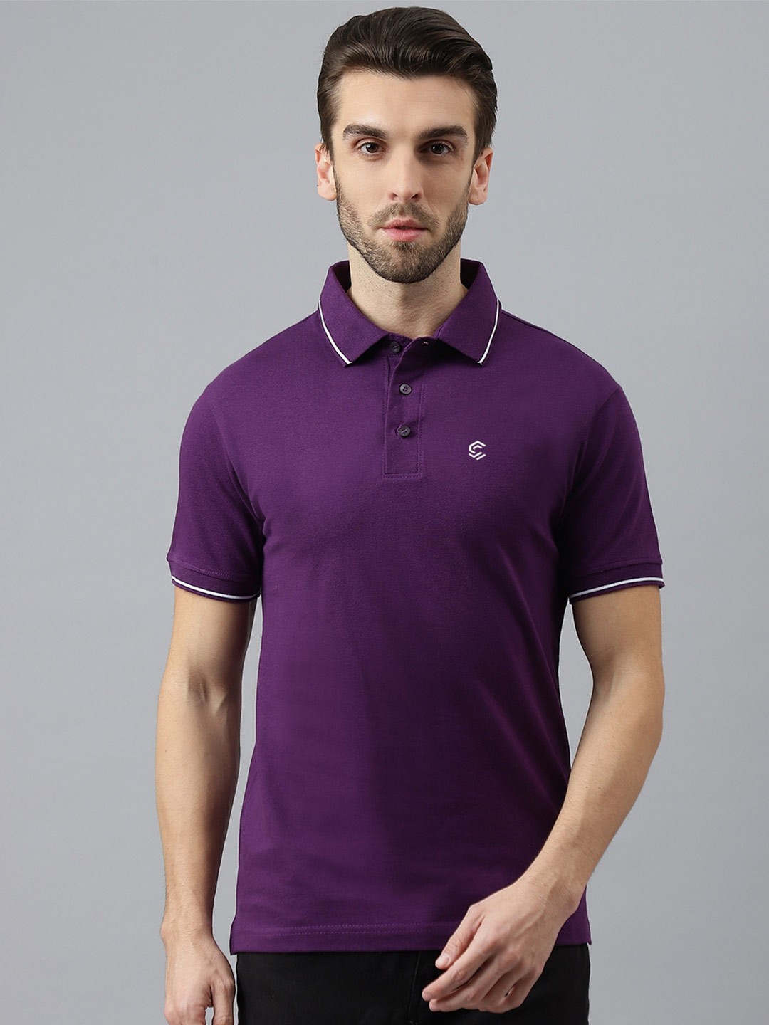 

COLOR CAPITAL Men Polo Collar Cotton T-shirt, Purple