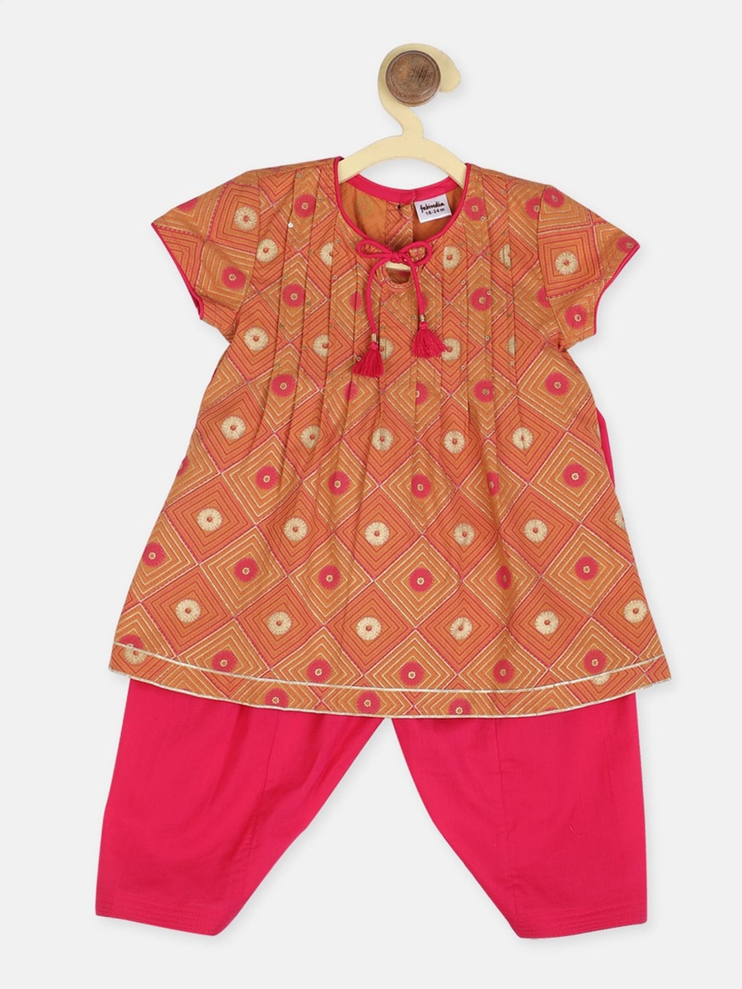 

Fabindia Girls Floral Printed Pure Cotton Kurta with Salwar, Mustard