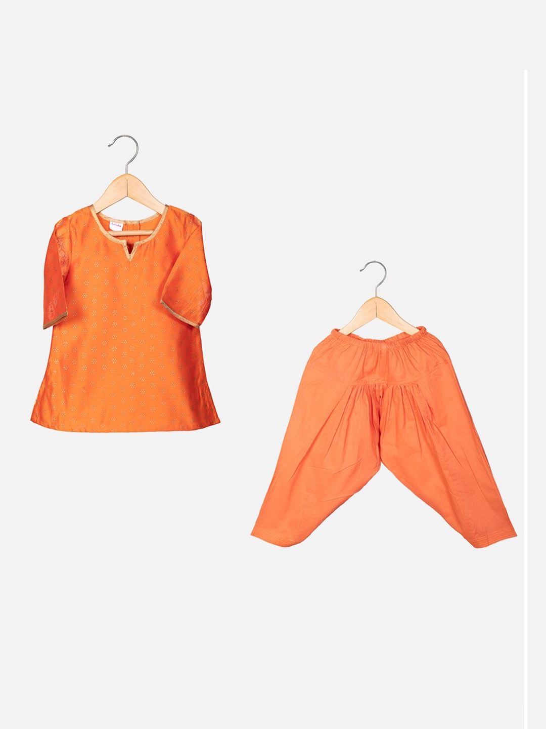 

Fabindia Girls Ethnic Motifs Printed Kurta with Salwar, Orange