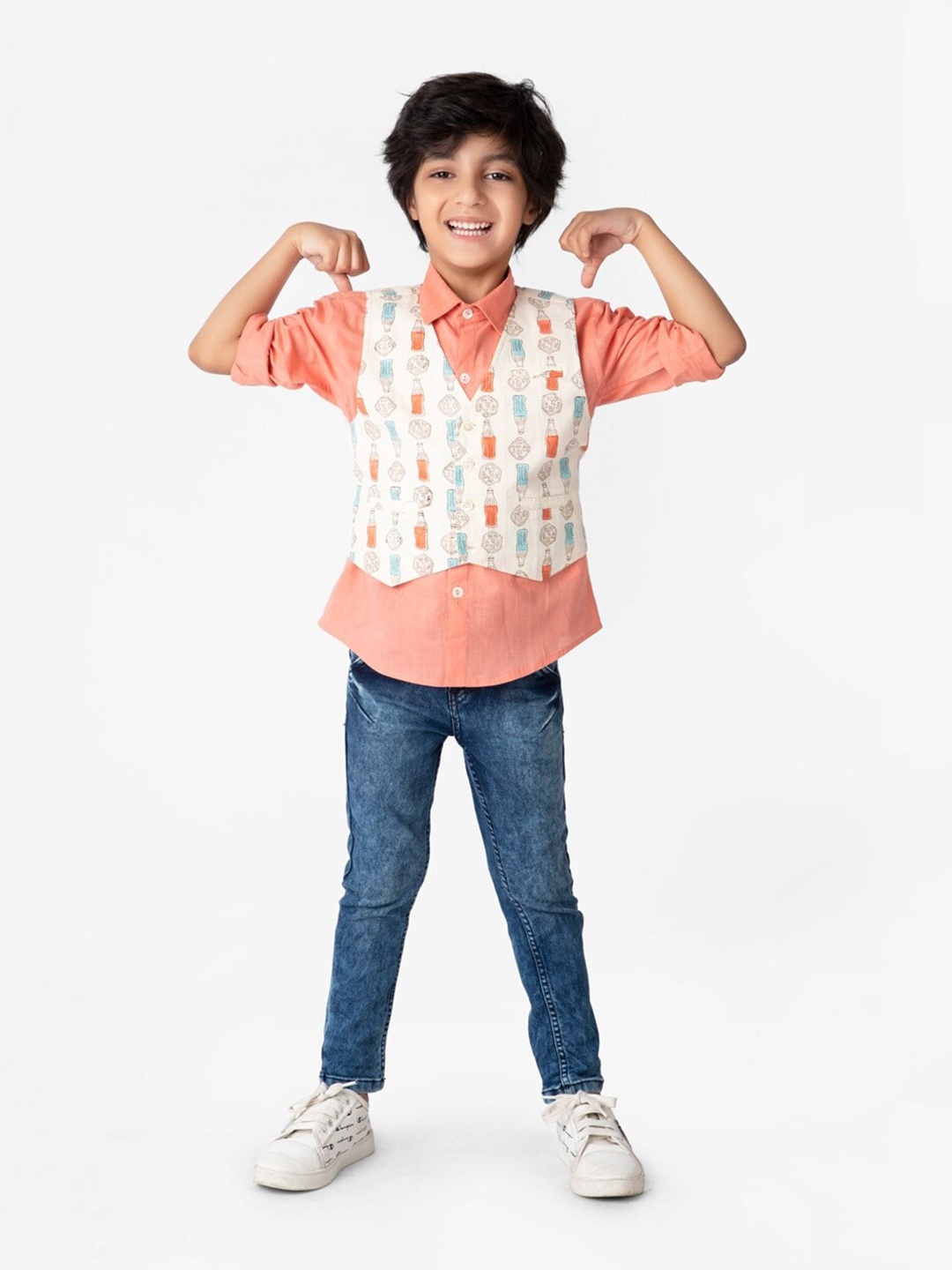 

Fabindia Boys Printed Cotton Shirt, White