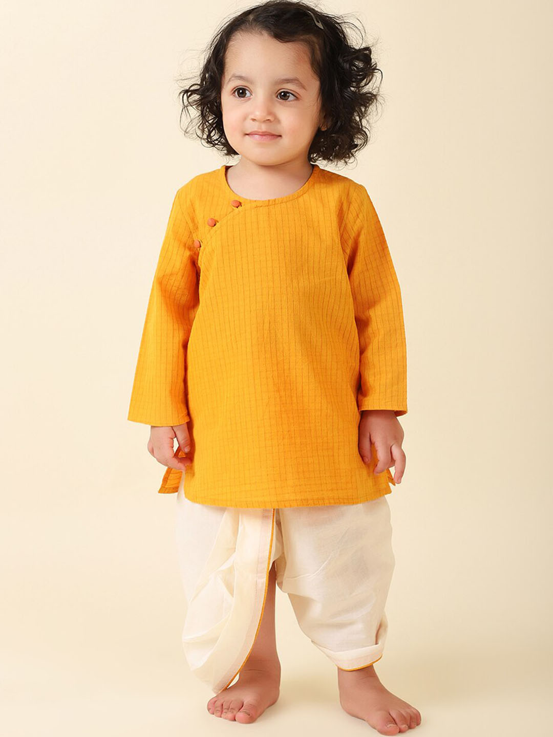

Fabindia Boys Pure Cotton Kurta with Dhoti Pants, Yellow