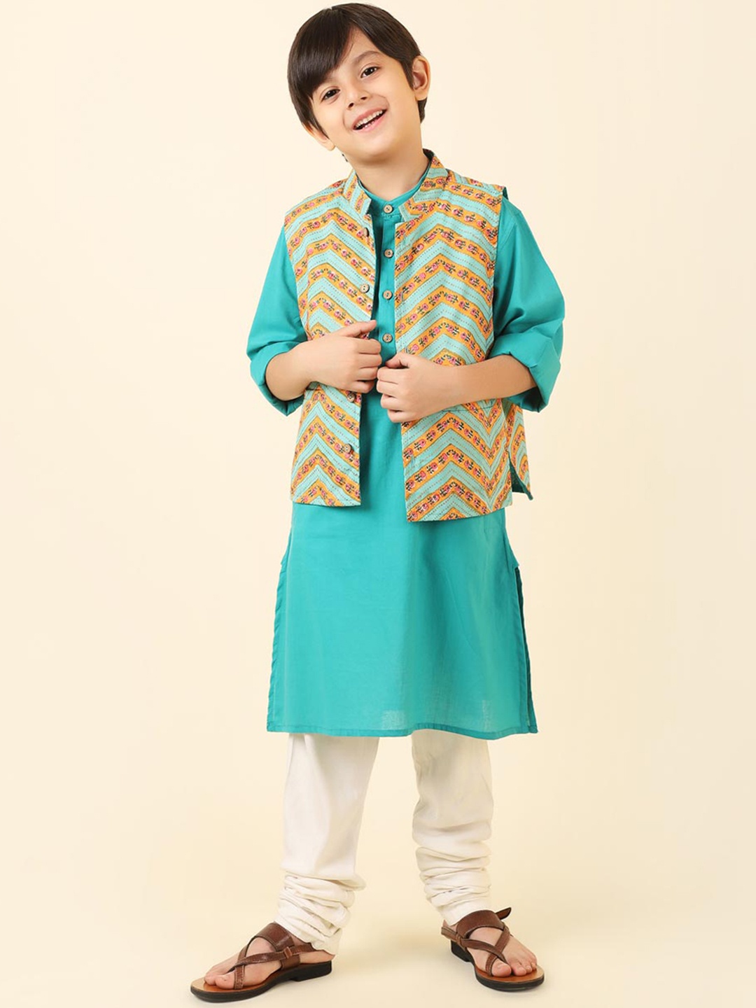

Fabindia Printed Pure Cotton Kurta with Churidar, Blue