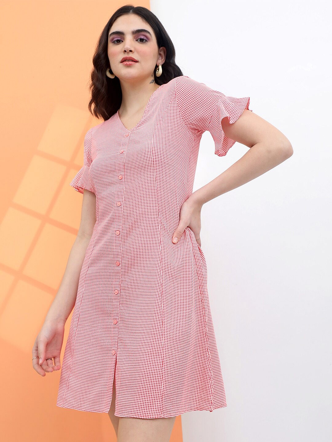 

Tokyo Talkies Geometric Printed T-shirt Dress, Red
