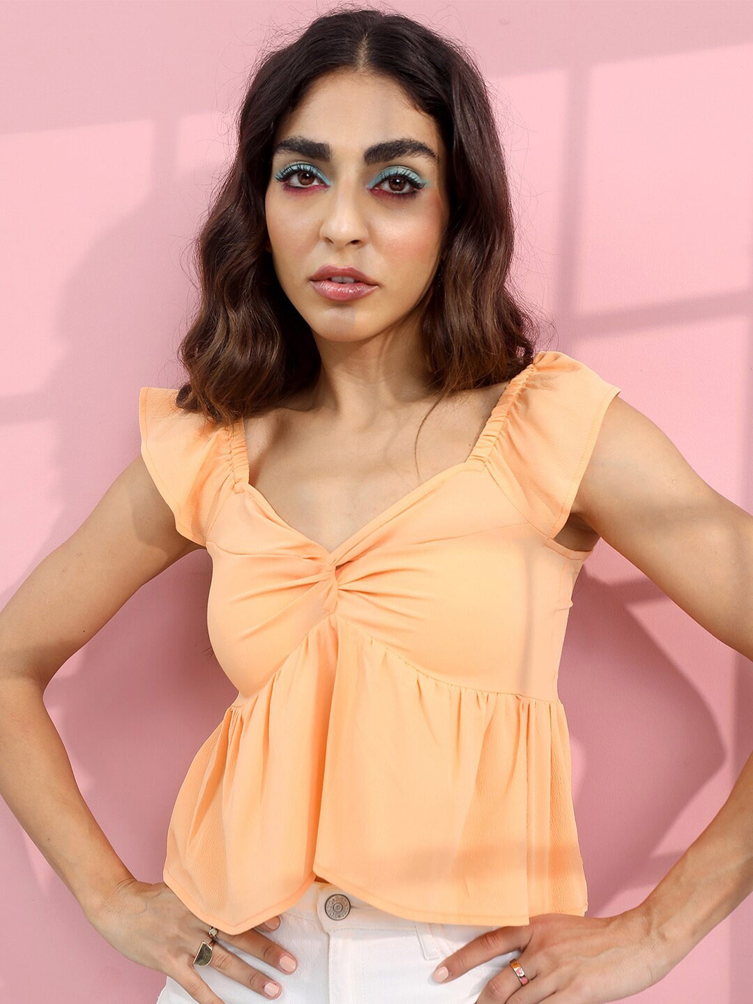 

Tokyo Talkies Peplum Top, Orange