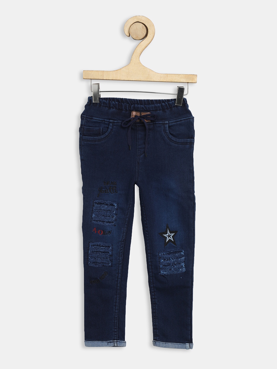 

A-Okay Kids Slim Fit High-Rise Mildly Distressed Jeans, Navy blue