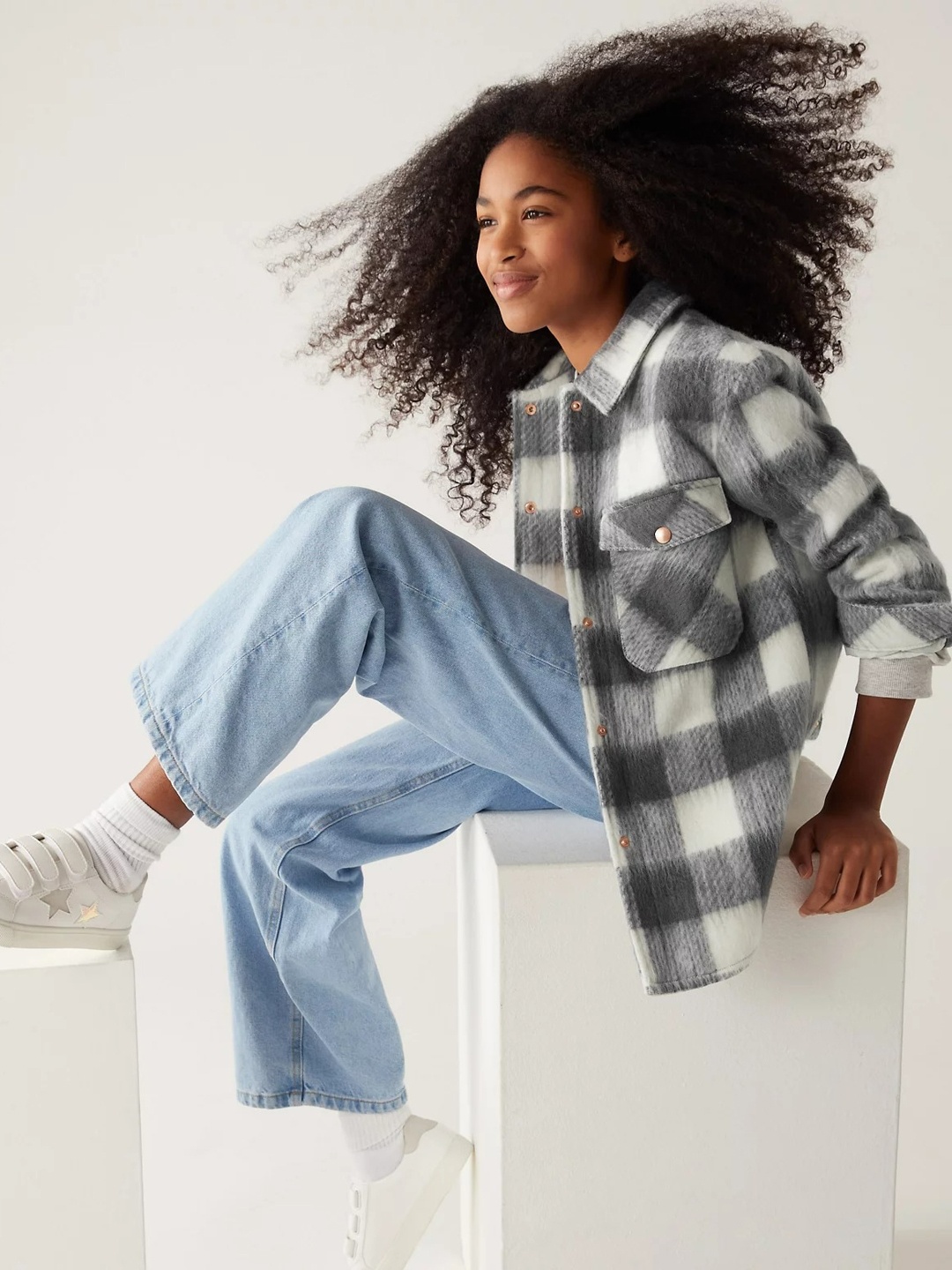 

Marks & Spencer Girls Black Checked Lightweight Parka Jacket