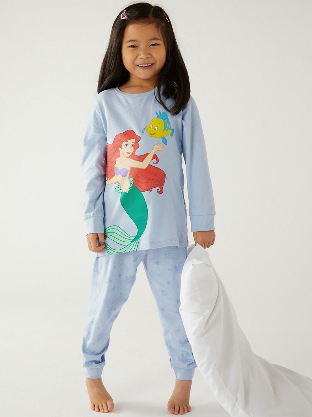 

Marks & Spencer Girls Printed Night suit, Blue