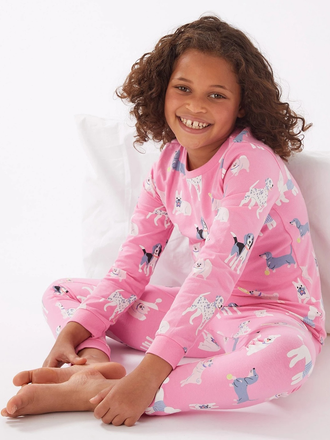 

Marks & Spencer Girls Printed Night suit, Pink