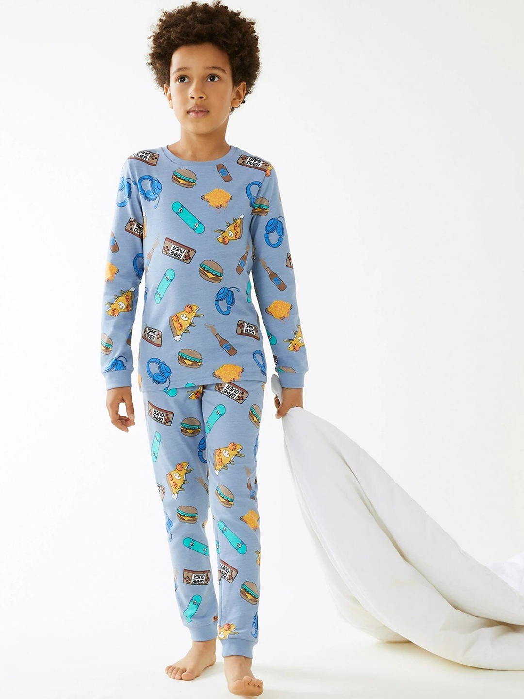 

Marks & Spencer Boys Printed Night suit, Blue