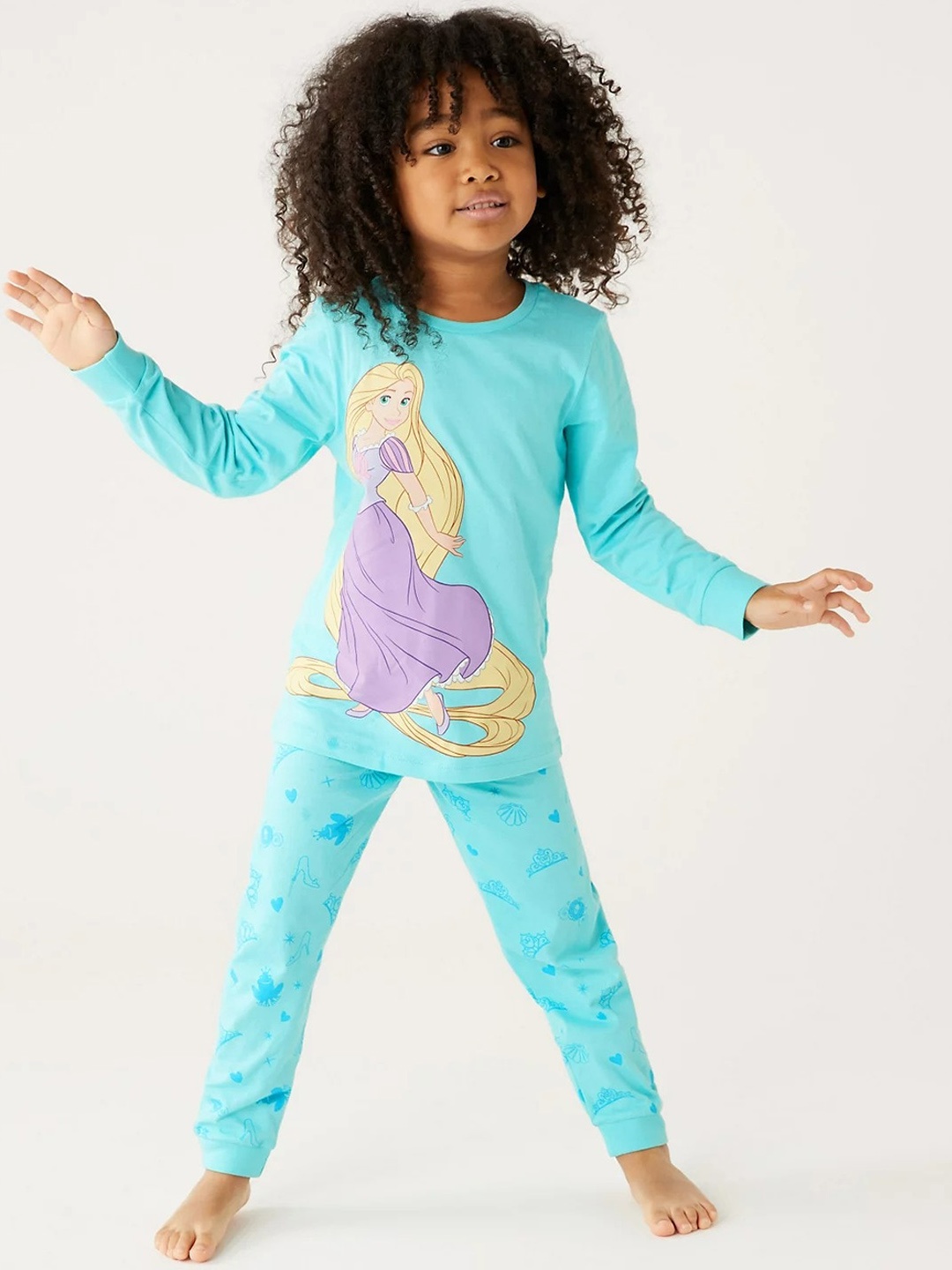 

Marks & Spencer Girls Printed Night suit, Blue