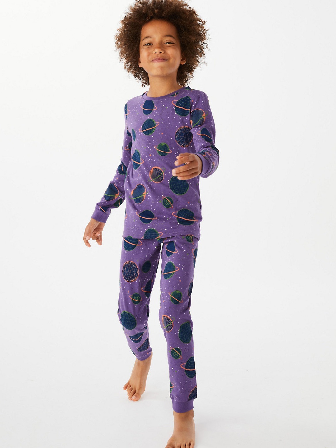 

Marks & Spencer Girls Printed Night suit, Purple