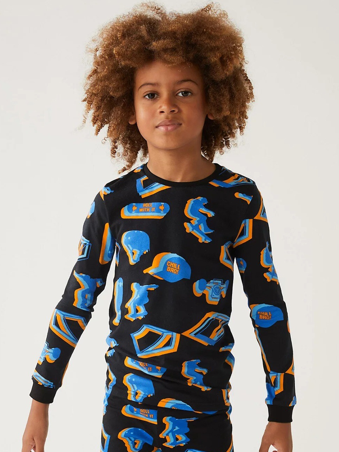

Marks & Spencer Boys Printed Night suit, Black