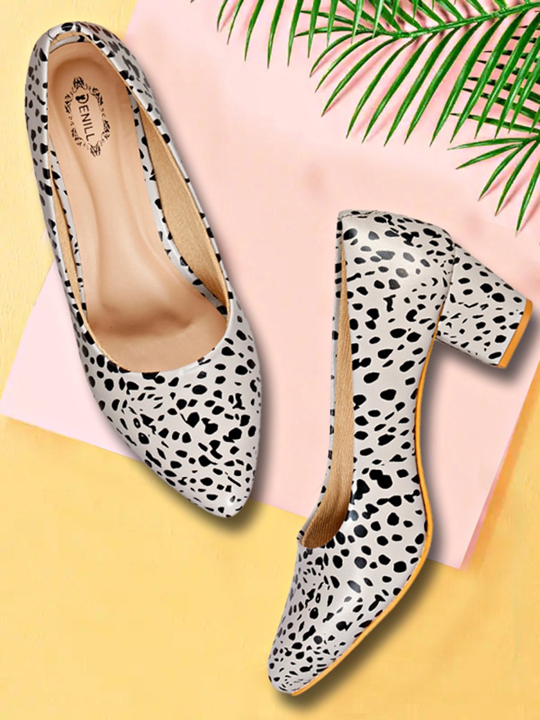 

Denill Printed Block Pumps Heels, Grey