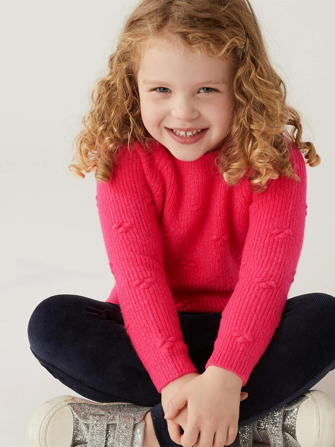 

Marks & Spencer Girls Ribbed Round Neck Pullover, Pink