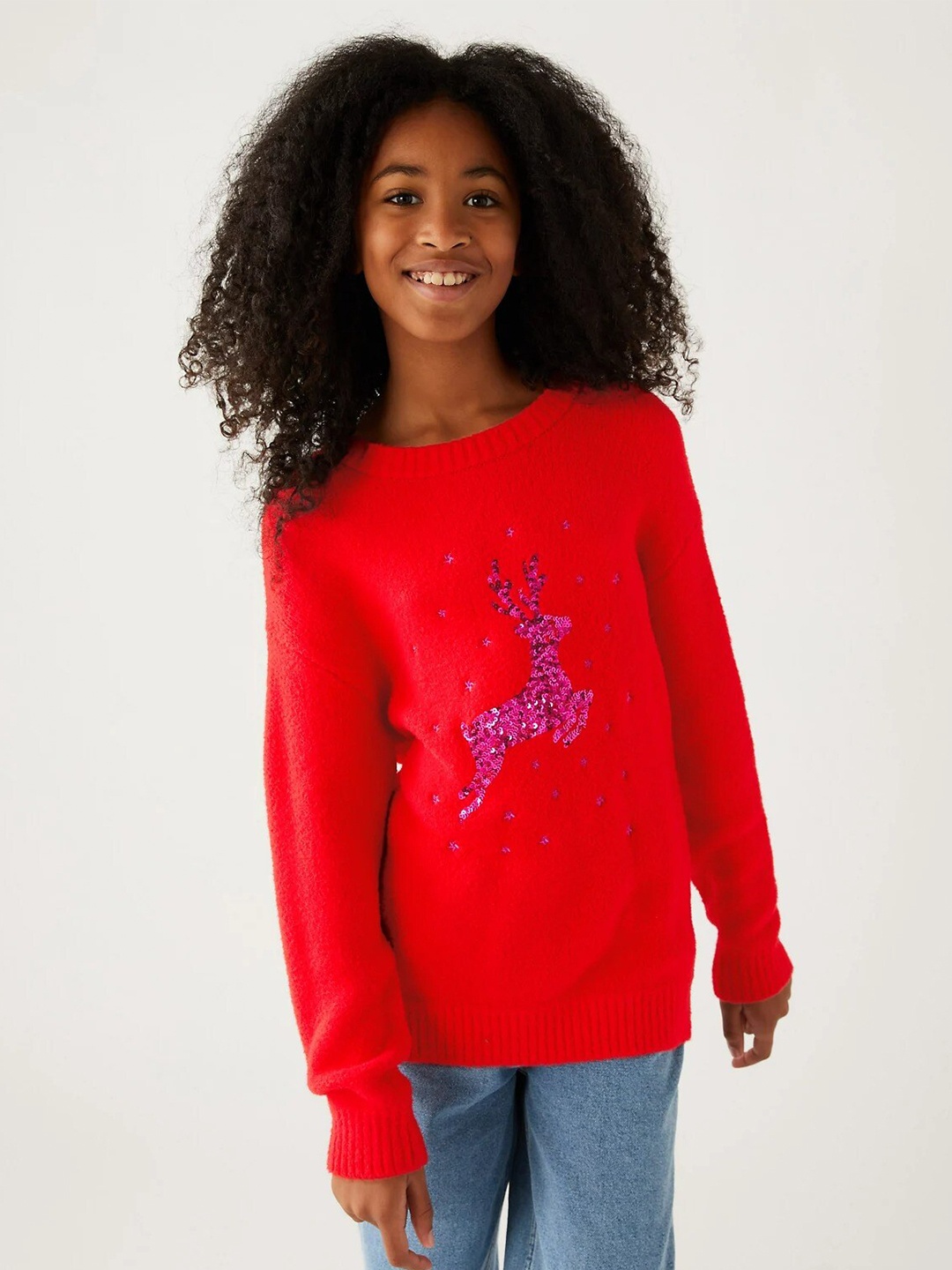 

Marks & Spencer Girls Embellished Pullover, Red
