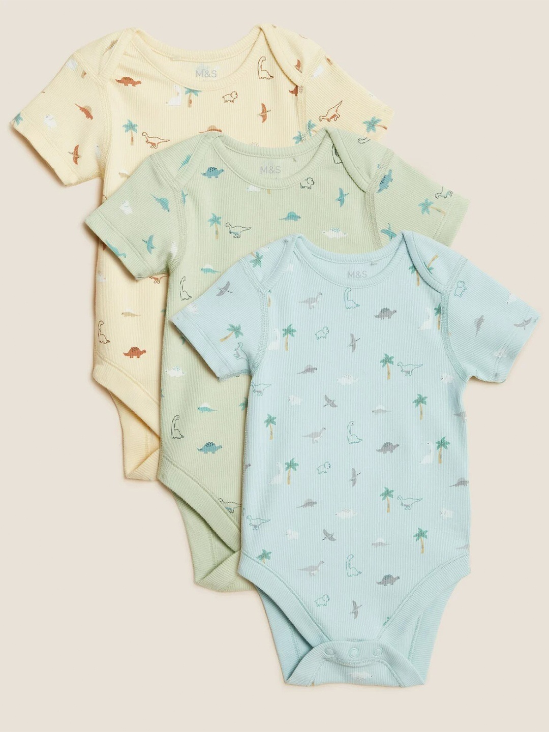 

Marks & Spencer Pack of 3 Kids Printed Body Suits, Blue