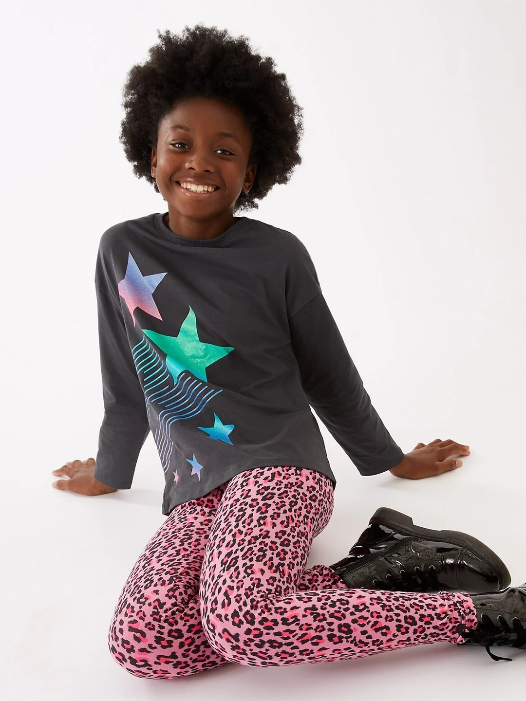

Marks & Spencer Print Cotton Top, Charcoal