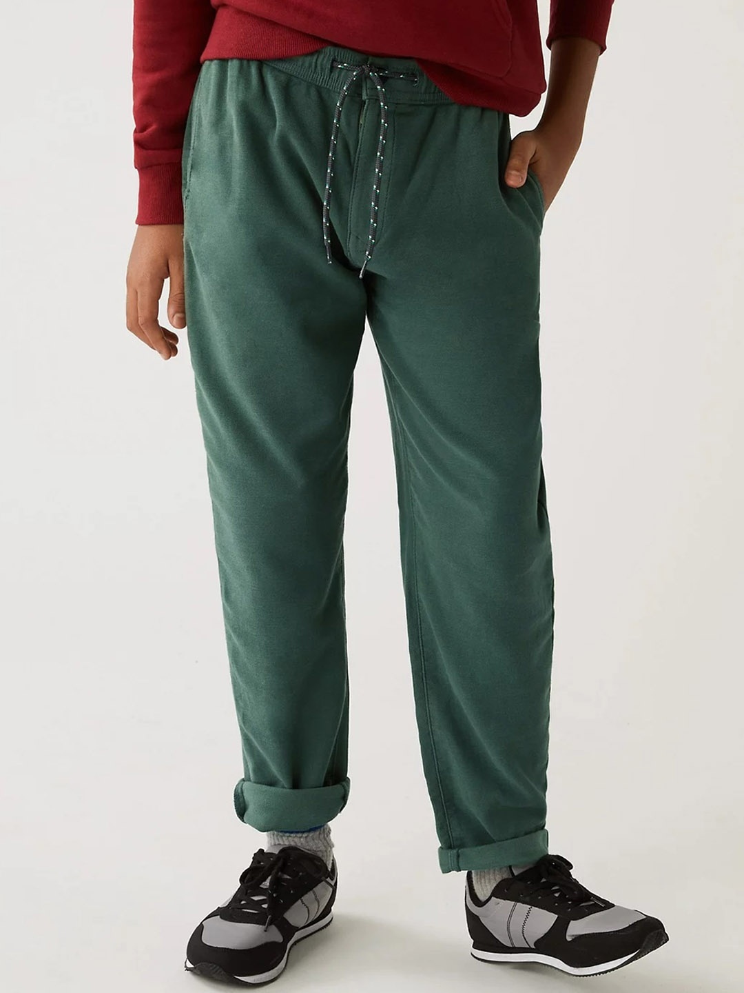 

Marks & Spencer Boys High-Rise Chinos Trousers, Green