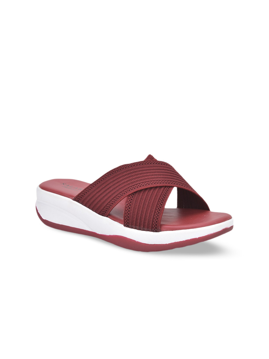 

SALARIO Women Striped Open Toe Flats, Red