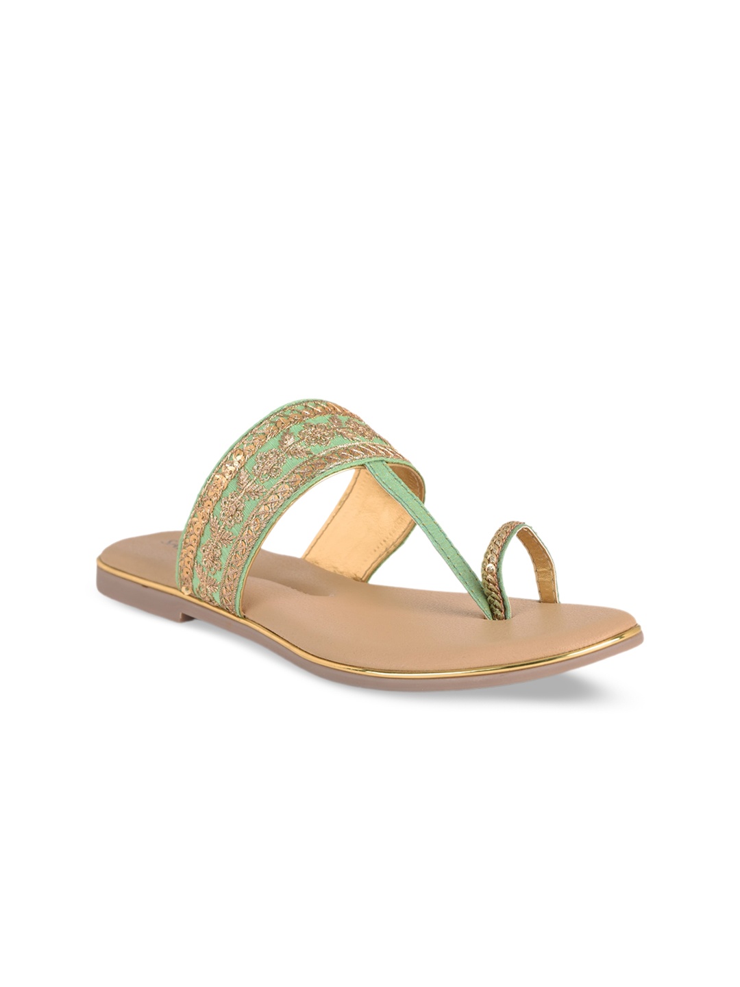 

SALARIO Women Embellished Ethnic One Toe Flats, Green