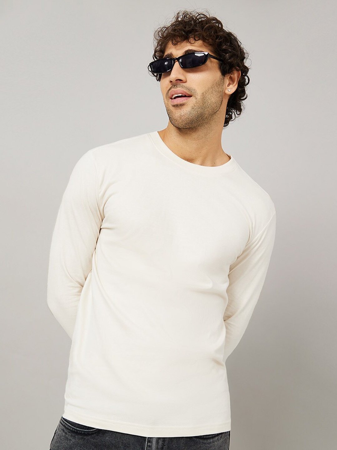 

Styli Pure Cotton Regular Fit Long Sleeves T-shirt, Cream