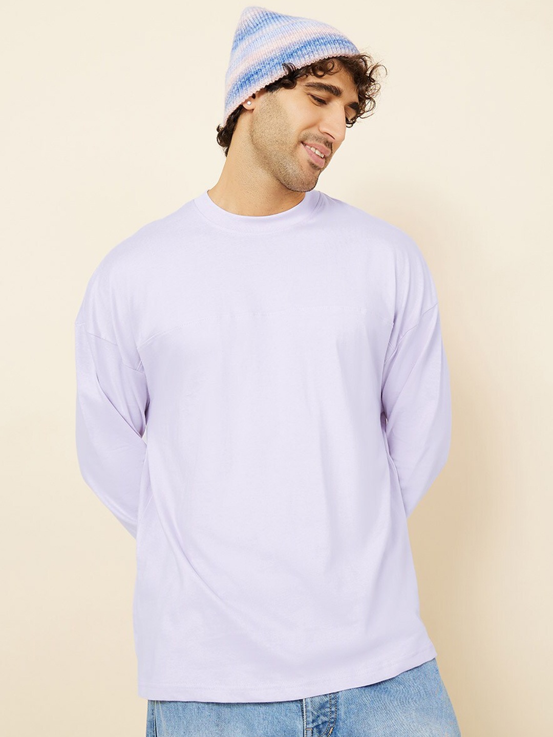 

Styli Men Boxy T-shirt, Purple