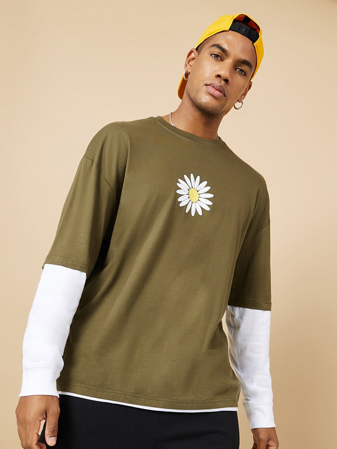 

Styli Oversized Twofer T-Shirt, Olive
