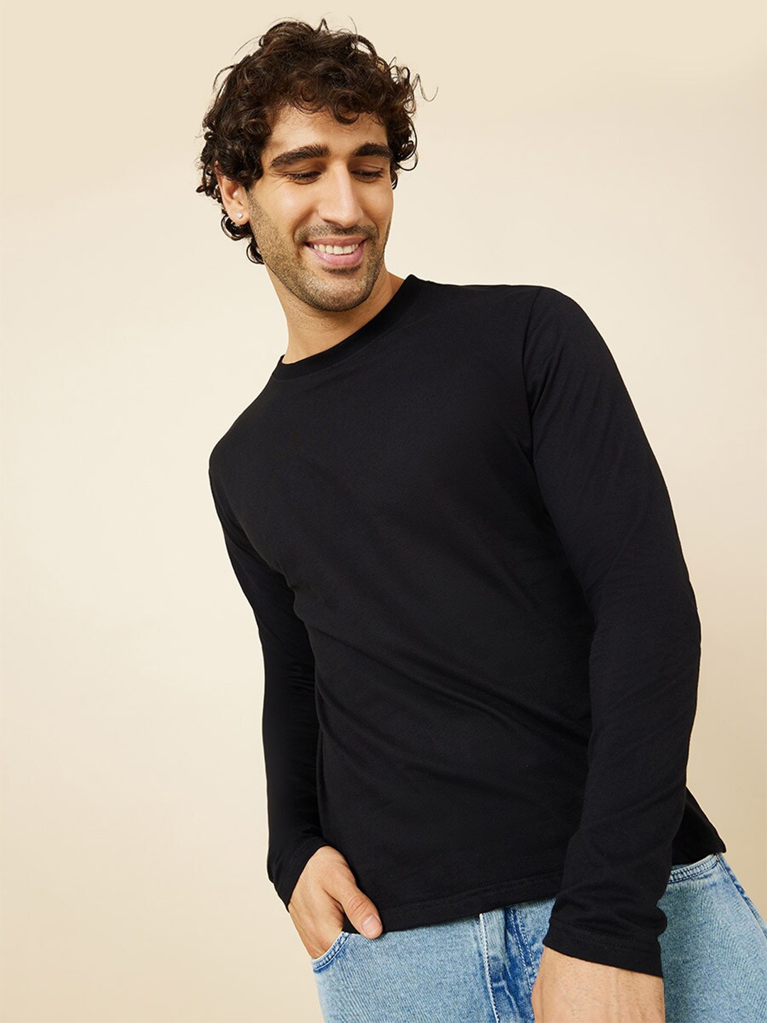 

Styli Men Regular Fit Long Sleeves T-shirt, Black