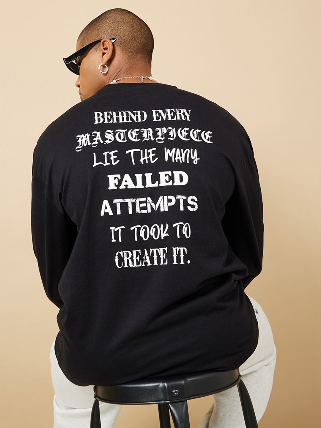 

Styli Typography Printed Oversized T-shirt, Black