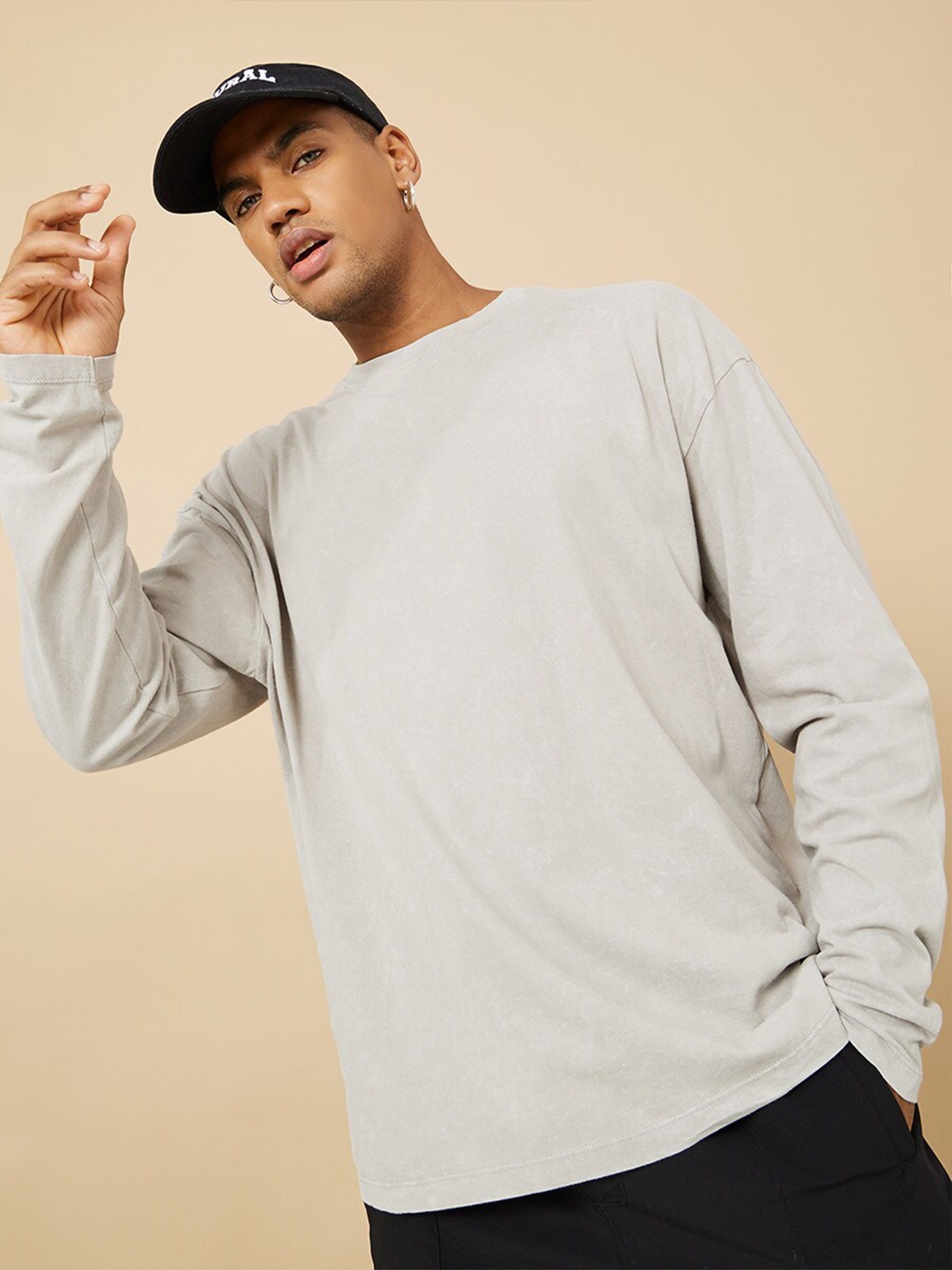 

Styli Pure Cotton Oversized T-shirt, Grey