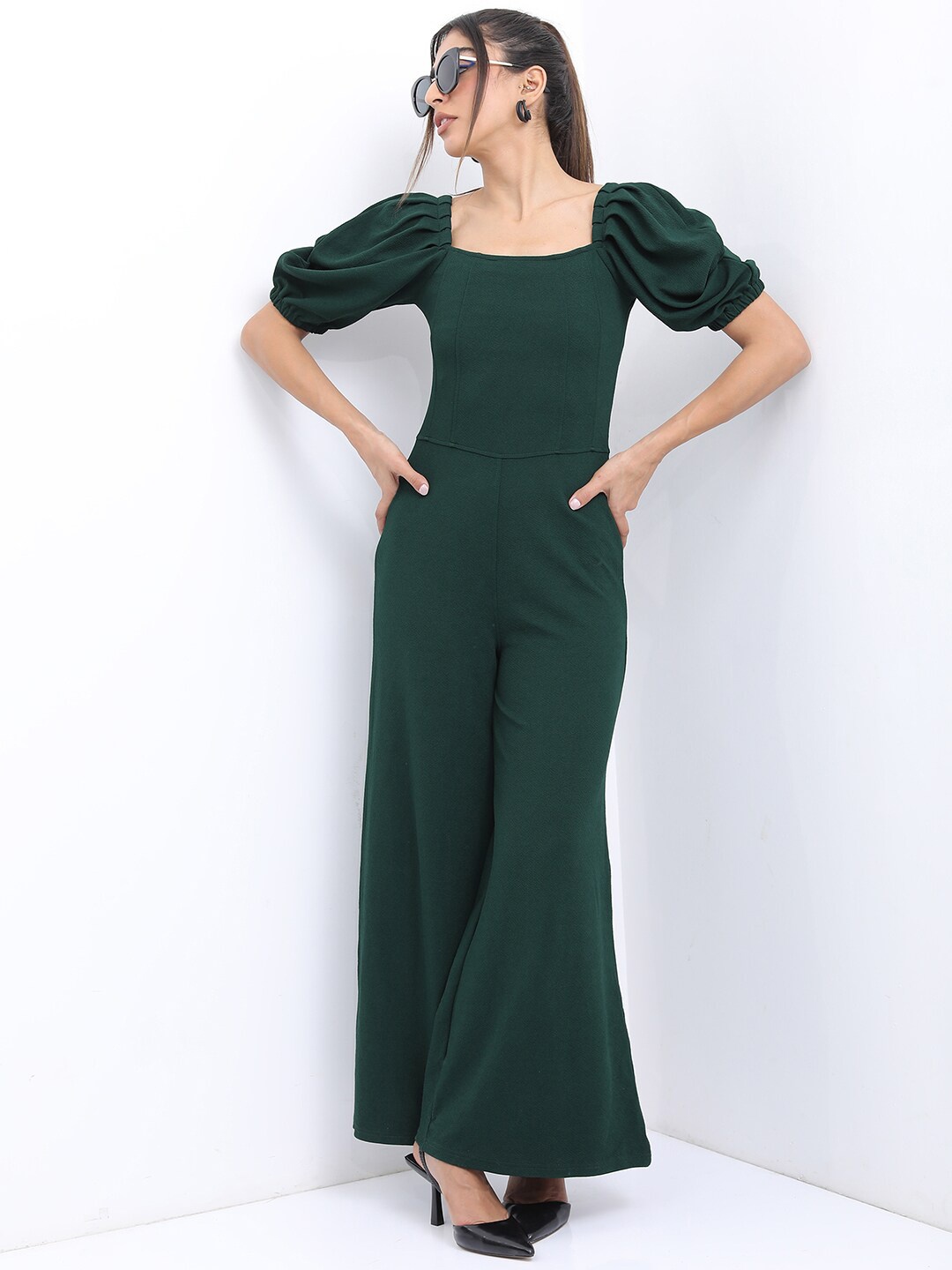 

KETCH Square Neck Basic Jumpsuit, Green