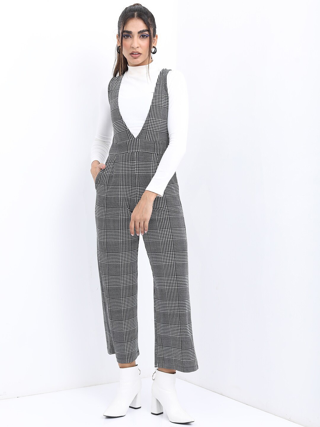 

KETCH Checked Basic Jumpsuit, Black