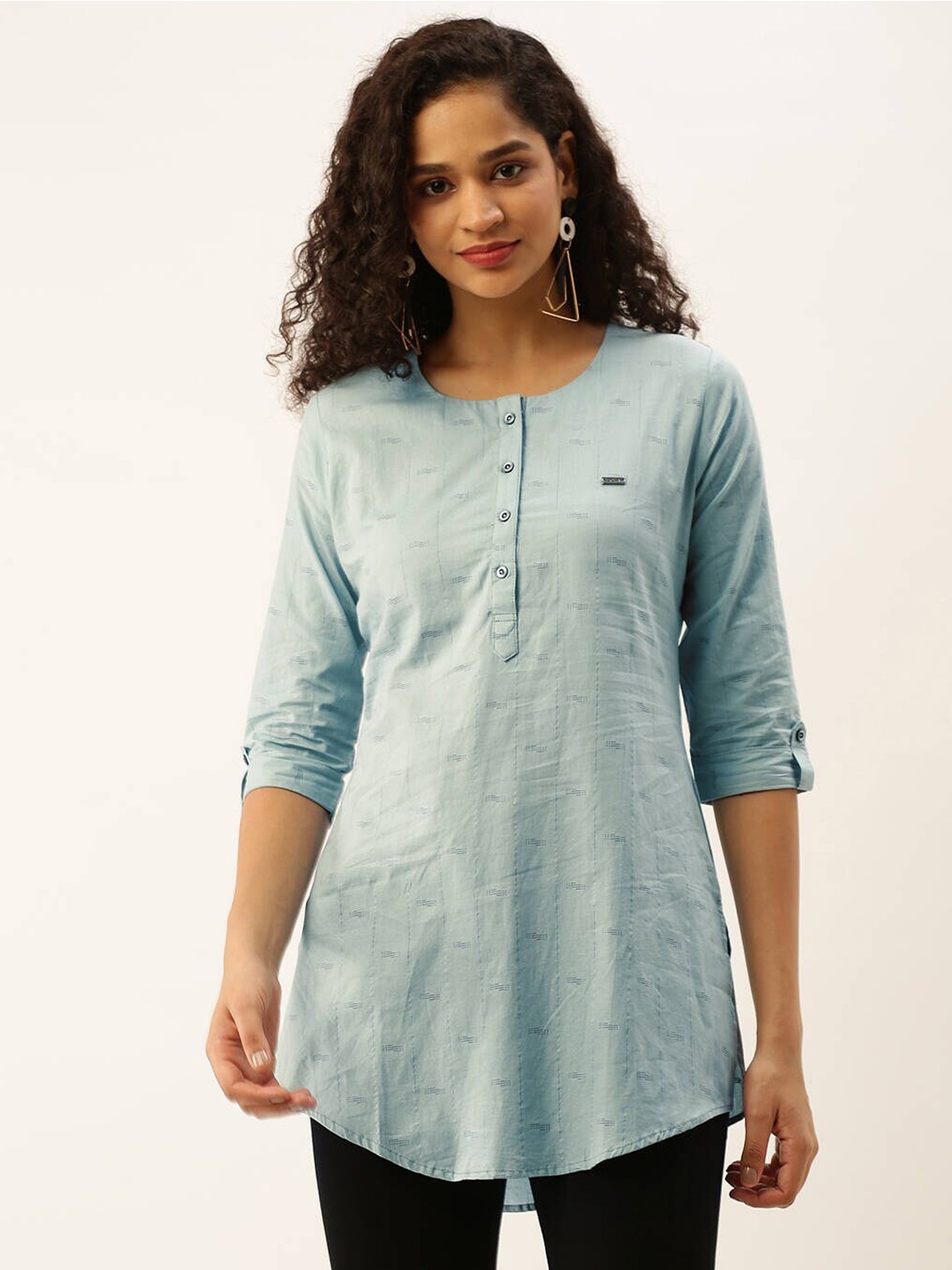 

ZOLA Self Design Viscose Rayon Tunic, Turquoise blue